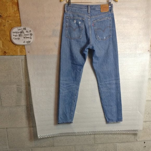 Levi's 501 Wedgie Straight Button Fly HighRise Blue Jean- PARTNER IN CRIME 28w - Picture 6 of 13